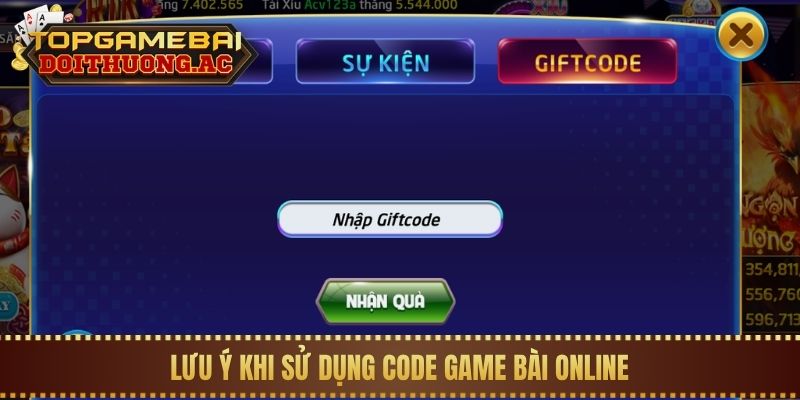 Lưu ý khi sử dụng code game bài online